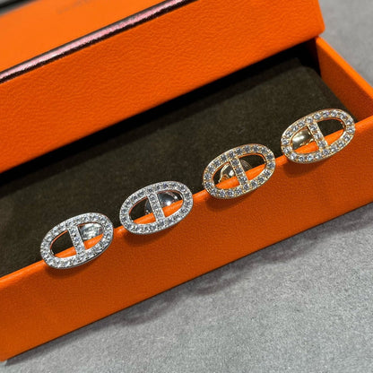 [Vintora]HM FULL DIAMOND PIG NOSE STUD EARRINGS