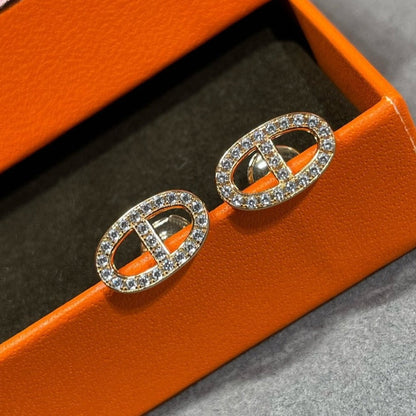 [Vintora]HM FULL DIAMOND PIG NOSE STUD EARRINGS