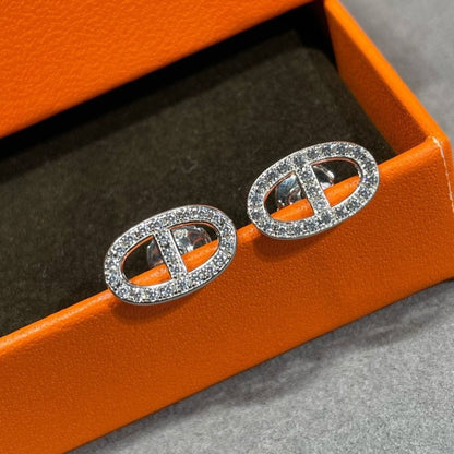[Vintora]HM FULL DIAMOND PIG NOSE STUD EARRINGS