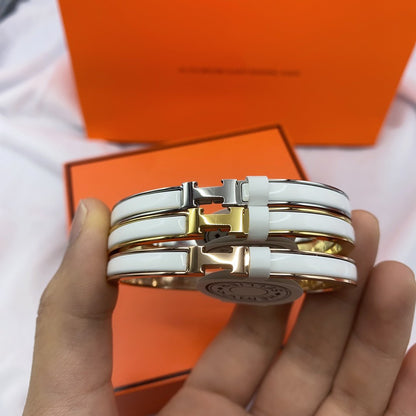 [Vintora]CLASSIC HM CLIC WHITE 8MM ENAMEL BRACELET