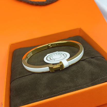 [Vintora]CLASSIC HM CLIC WHITE 8MM ENAMEL BRACELET