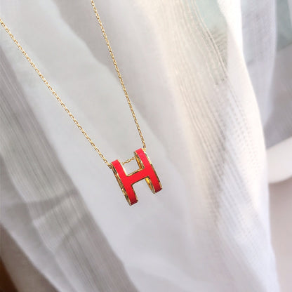 [Vintora]HM CLIC RED ENAMEL GOLD NECKLACE