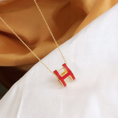 [Vintora]HM CLIC RED ENAMEL GOLD NECKLACE