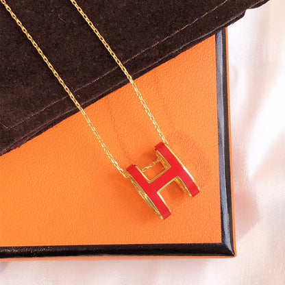 [Vintora]HM CLIC RED ENAMEL GOLD NECKLACE