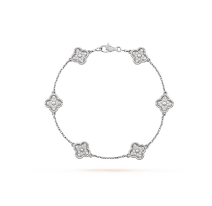 [Vintora]CLOVER 6 MOTIF SILVER DIAMOND BRACELET