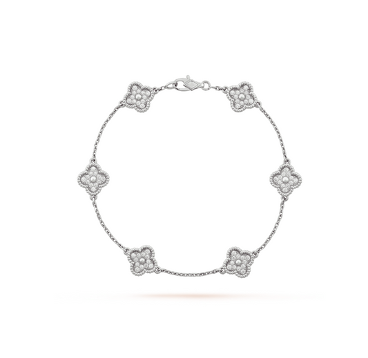 [Vintora]CLOVER 6 MOTIF SILVER DIAMOND BRACELET