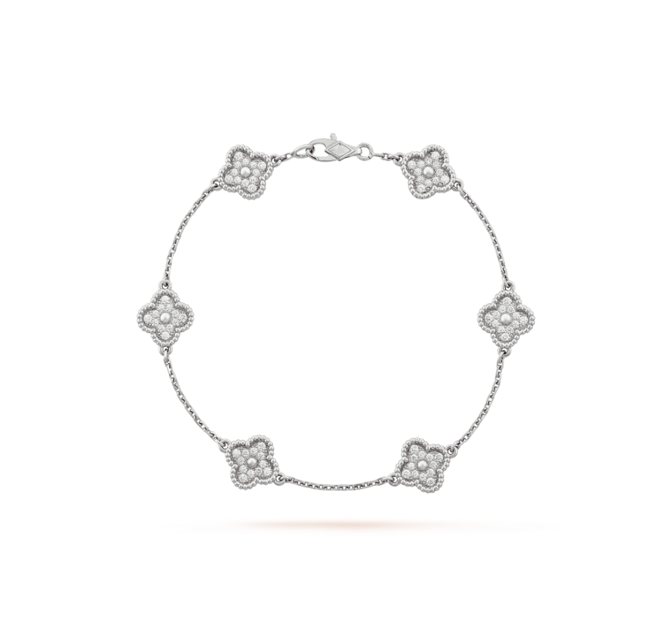 [Vintora]CLOVER 6 MOTIF SILVER DIAMOND BRACELET