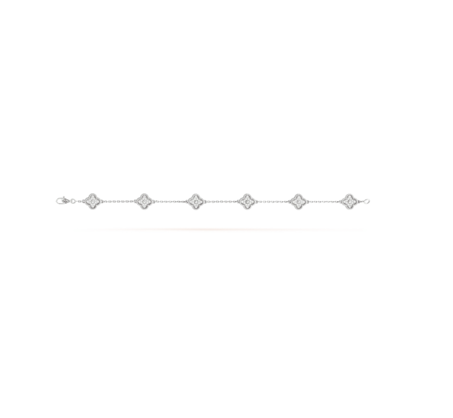 [Vintora]CLOVER 6 MOTIF SILVER DIAMOND BRACELET