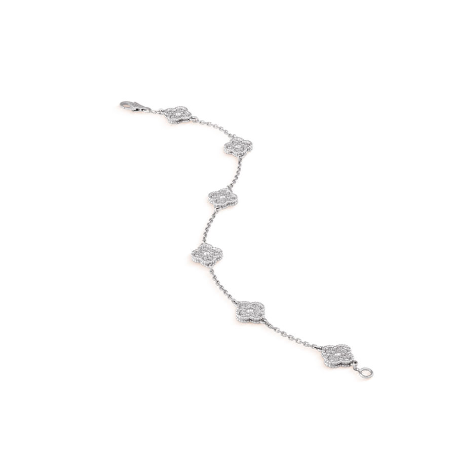 [Vintora]CLOVER 6 MOTIF SILVER DIAMOND BRACELET