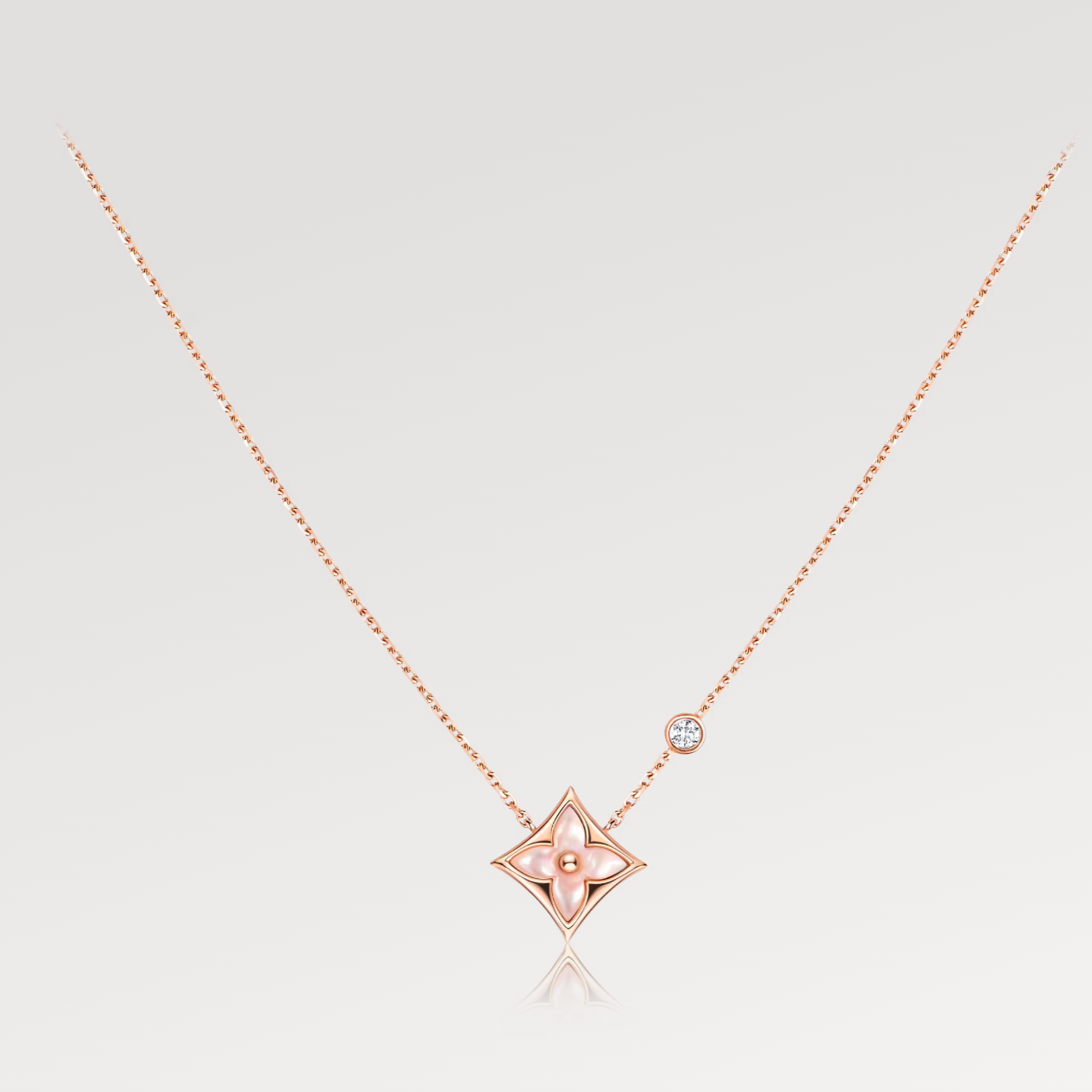 [Vintora]STAR PINK MOP 1 DIAMOND PINK GOLD NECKLACE