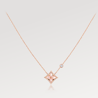 [Vintora]STAR PINK MOP 1 DIAMOND PINK GOLD NECKLACE