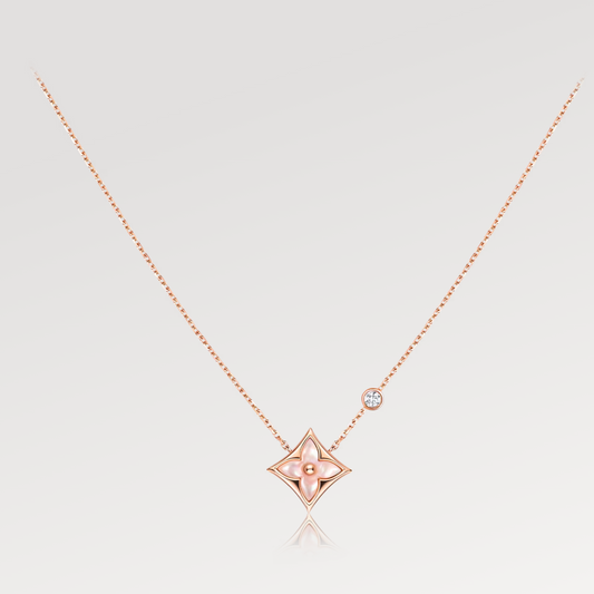 [Vintora]STAR PINK MOP 1 DIAMOND PINK GOLD NECKLACE