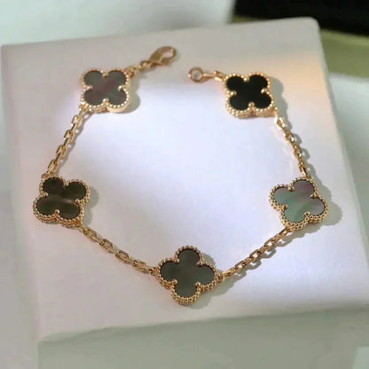 [Vintora] CLOVER 5 MOTIF GRAY MOP BRACELET COLLECTION