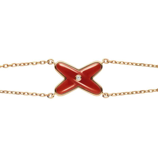 [Vintora]JEUX BRACELET CARNELIAN PINK GOLD 1 DIAMOND