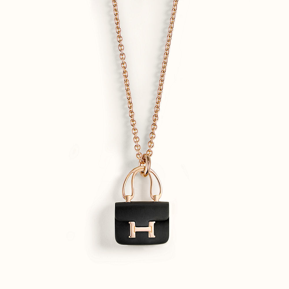 [Vintora]CONSTANCE BLACK PEDANT PINK GOLD NECKLACE