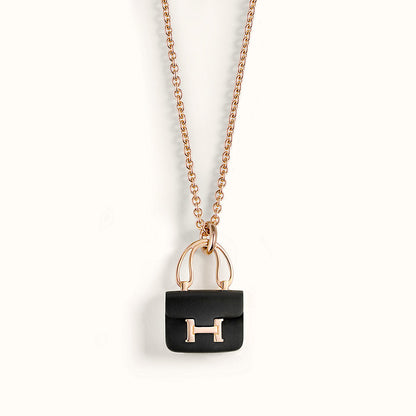[Vintora]CONSTANCE BLACK PEDANT PINK GOLD NECKLACE
