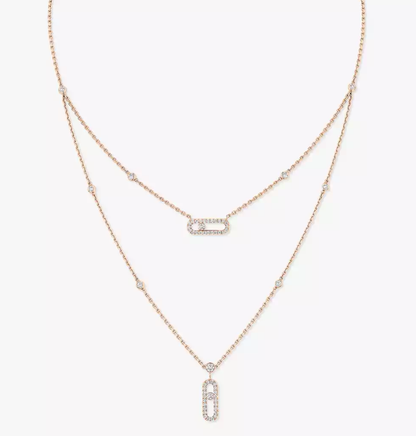 [Vintora]MS Double-Circle Full-Diamond Necklace