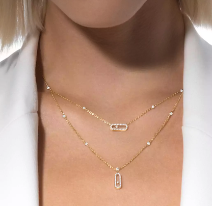 [Vintora]MS Double-Circle Full-Diamond Necklace