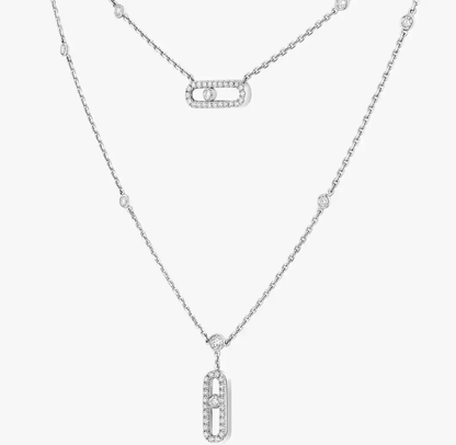 [Vintora]MS Double-Circle Full-Diamond Necklace
