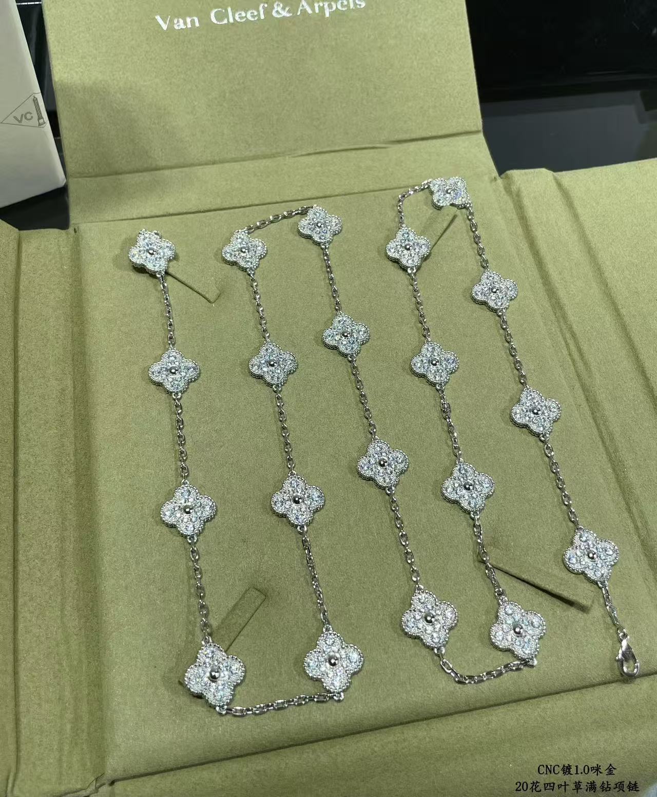 [Vintora]CLOVER 20 MOTIFS FULL-DIAMOND NECKLACE