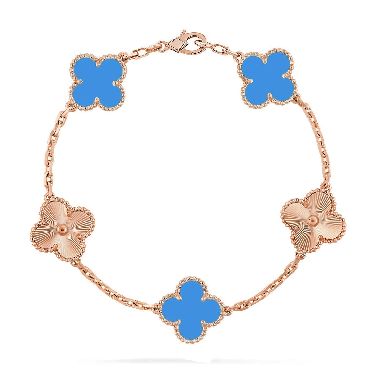 [Vintora] CLOVER 5 MOTIF BLUE AGATE BRACELET COLLECTION