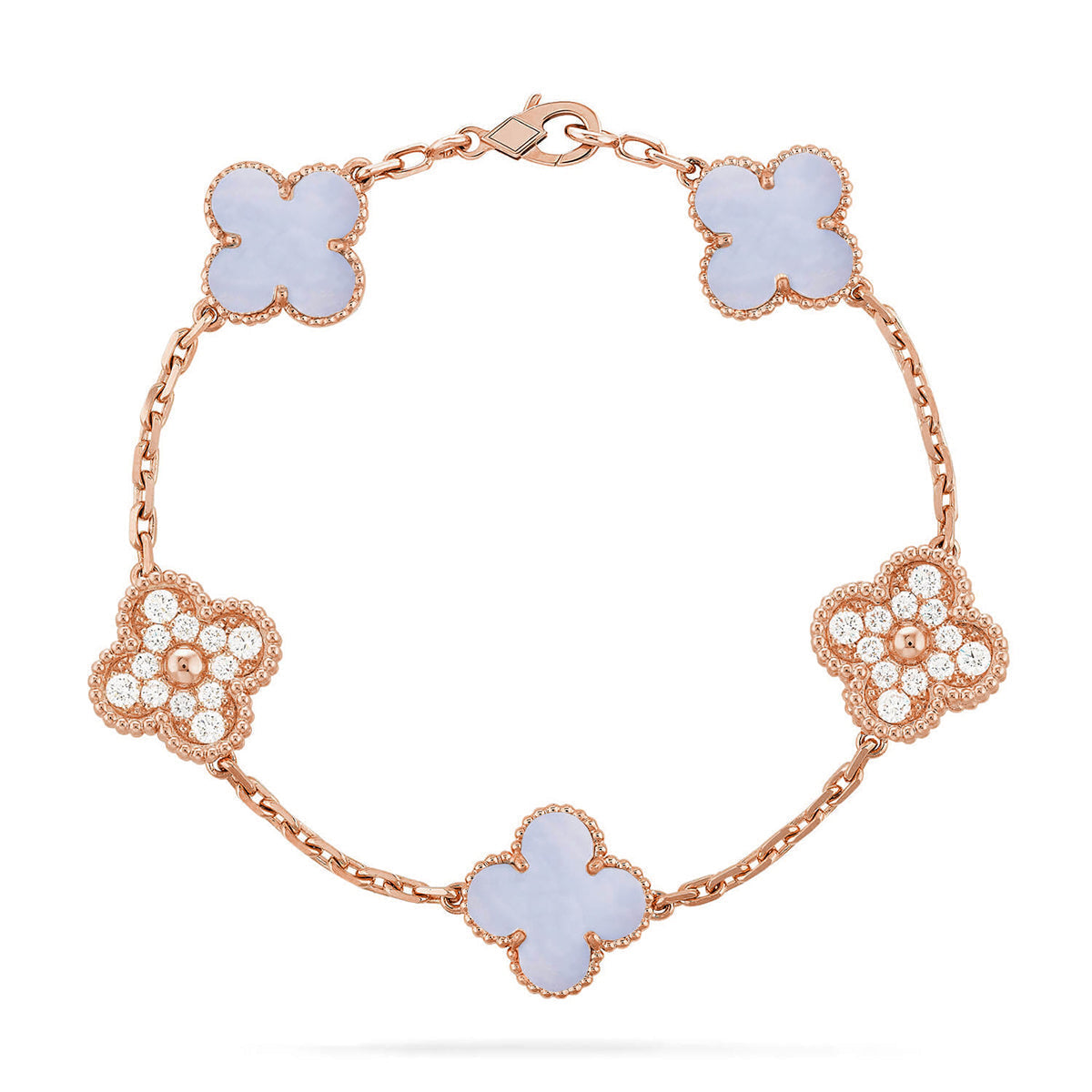 [Vintora] CLOVER 5 MOTIF PURPLE CHALCEDONY BRACELET COLLECTION