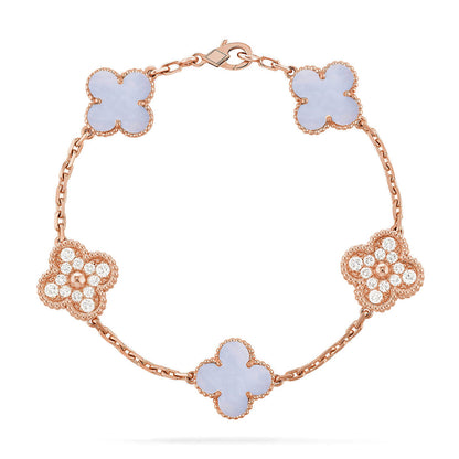[Vintora] CLOVER 5 MOTIF PURPLE CHALCEDONY BRACELET COLLECTION