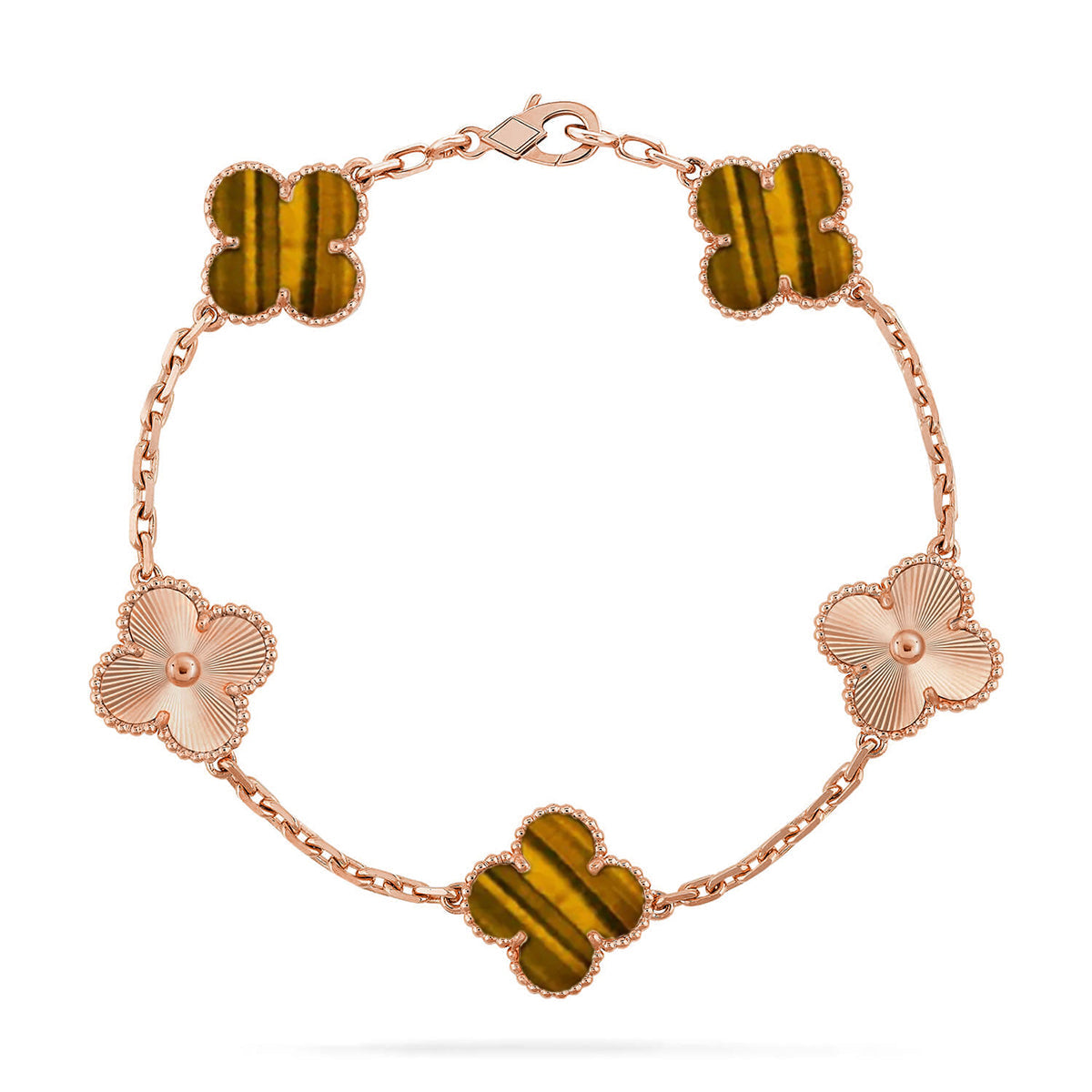 [Vintora] CLOVER 5 MOTIFS TIGER EYE BRACELET COLLECTION