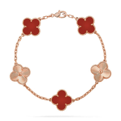 [Vintora] CLOVER 5 MOTIF RED CORNELIAN BRACELET COLLECTION