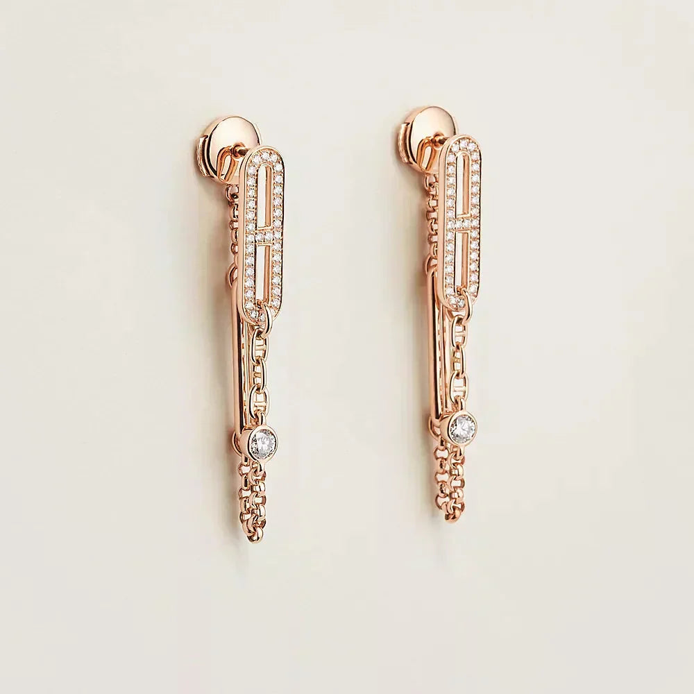 [Vintora]CHAINE CHAOS DIAMOND DROP EARRINGS