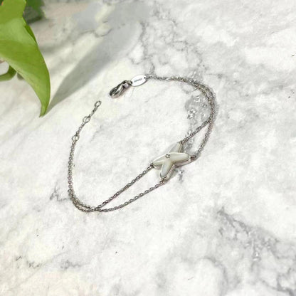 [Vintora]JEUX BRACELET WHITE MOP SILVER 1 DIAMOND