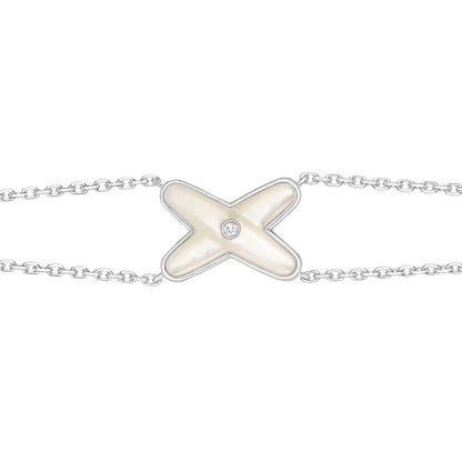 [Vintora]JEUX BRACELET WHITE MOP SILVER 1 DIAMOND
