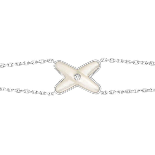 [Vintora]JEUX BRACELET WHITE MOP SILVER 1 DIAMOND