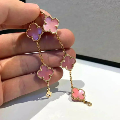[Vintora] CLOVER 5 MOTIFS  PINK MOP BRACELET COLLECTION