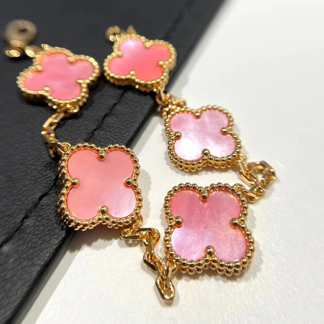 [Vintora] CLOVER 5 MOTIFS  PINK MOP BRACELET COLLECTION