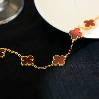 [Vintora] CLOVER 5 MOTIF RED CORNELIAN BRACELET COLLECTION