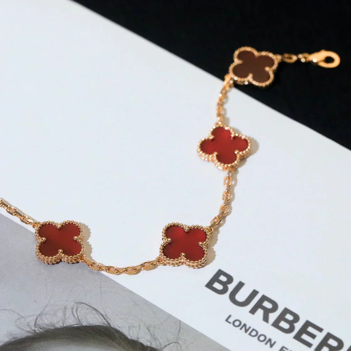 [Vintora] CLOVER 5 MOTIF RED CORNELIAN BRACELET COLLECTION