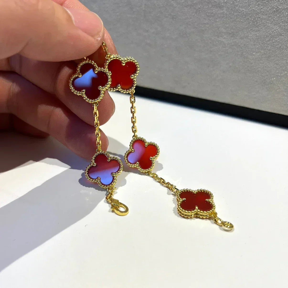 [Vintora] CLOVER 5 MOTIF RED CORNELIAN BRACELET COLLECTION