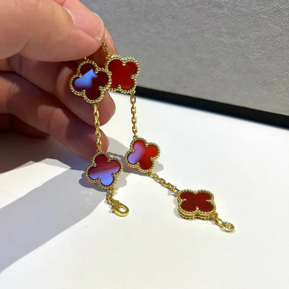 [Vintora] CLOVER 5 MOTIF RED CORNELIAN BRACELET COLLECTION