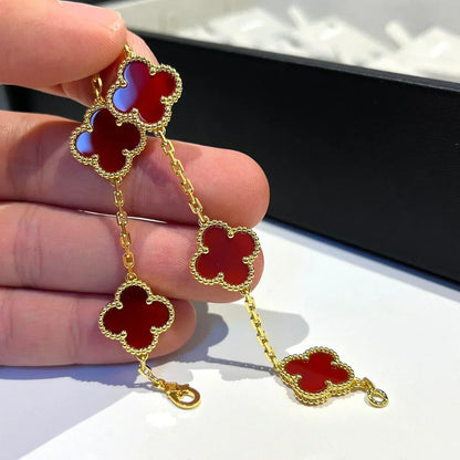 [Vintora] CLOVER 5 MOTIF RED CORNELIAN BRACELET COLLECTION