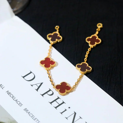 [Vintora] CLOVER 5 MOTIF RED CORNELIAN BRACELET COLLECTION