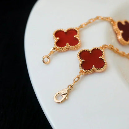 [Vintora] CLOVER 5 MOTIF RED CORNELIAN BRACELET COLLECTION