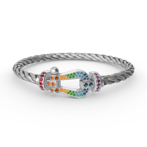 [Vintora]FORC LARGE HORSESHOE  COLORED DIAMOND BRACELET SILVER