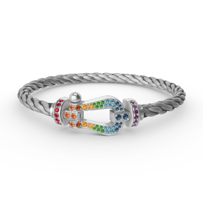 [Vintora]FORC LARGE HORSESHOE  COLORED DIAMOND BRACELET SILVER