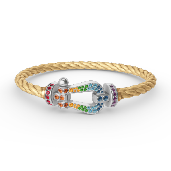 [Vintora]FORC LARGE HORSESHOE  COLORED DIAMOND BRACELET SILVER