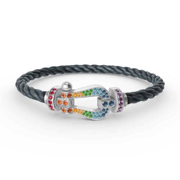 [Vintora]FORC LARGE HORSESHOE  COLORED DIAMOND BRACELET SILVER