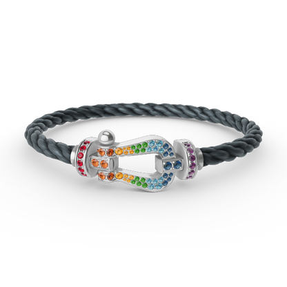 [Vintora]FORC LARGE HORSESHOE  COLORED DIAMOND BRACELET SILVER