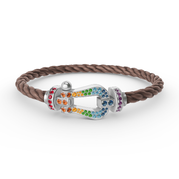 [Vintora]FORC LARGE HORSESHOE  COLORED DIAMOND BRACELET SILVER