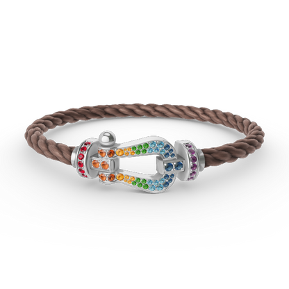[Vintora]FORC LARGE HORSESHOE  COLORED DIAMOND BRACELET SILVER