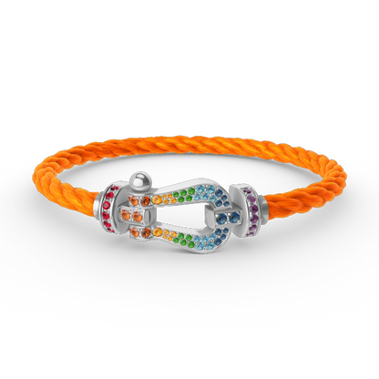 [Vintora]FORC LARGE HORSESHOE  COLORED DIAMOND BRACELET SILVER